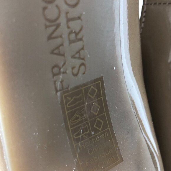 FRANCO SARTO manmade patent raisen tan nude taupe cushion 3.25" heel pumps US 7M - Picture 13 of 16